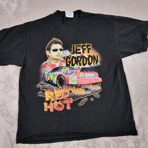 Vintage Nascar Jeff Gordon T-Shirt Mens XL Black Flames Graphic Racing 90s